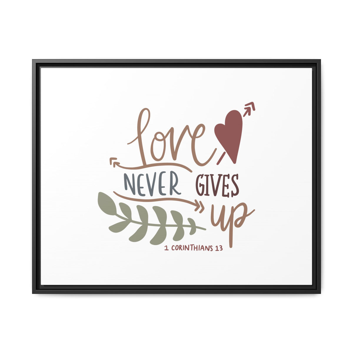 Scripture Canvas Love Never Gives Up 1 Corinthians 13 Christian Wall Art Bible Verse Print Ready to Hang