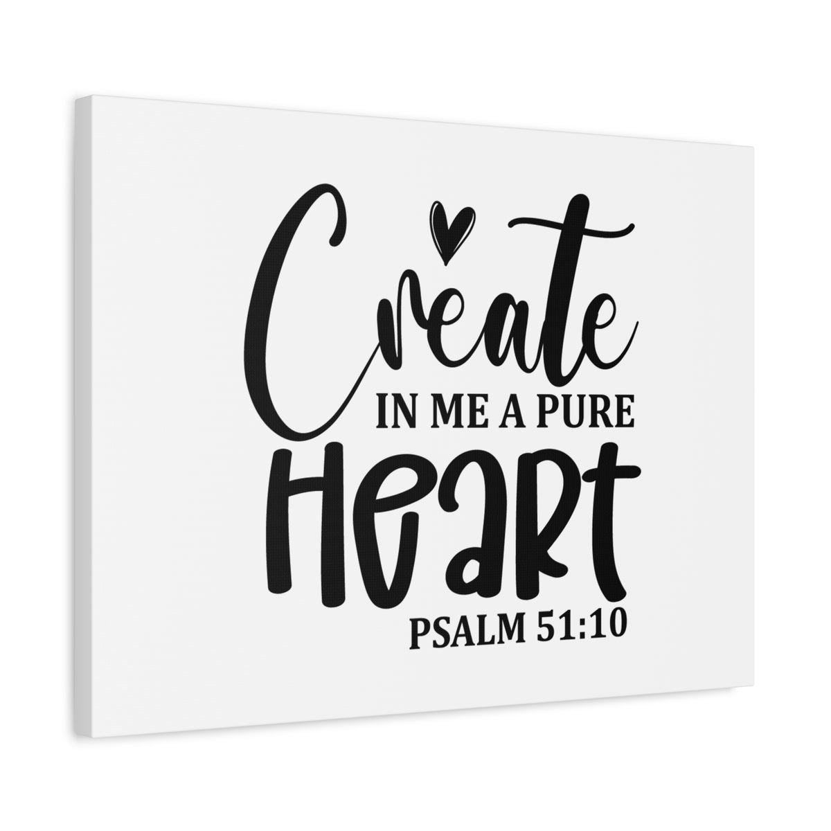 Scripture Canvas Pure Heart Psalm 51:10 Christian Wall Art Bible Verse Print Ready to Hang