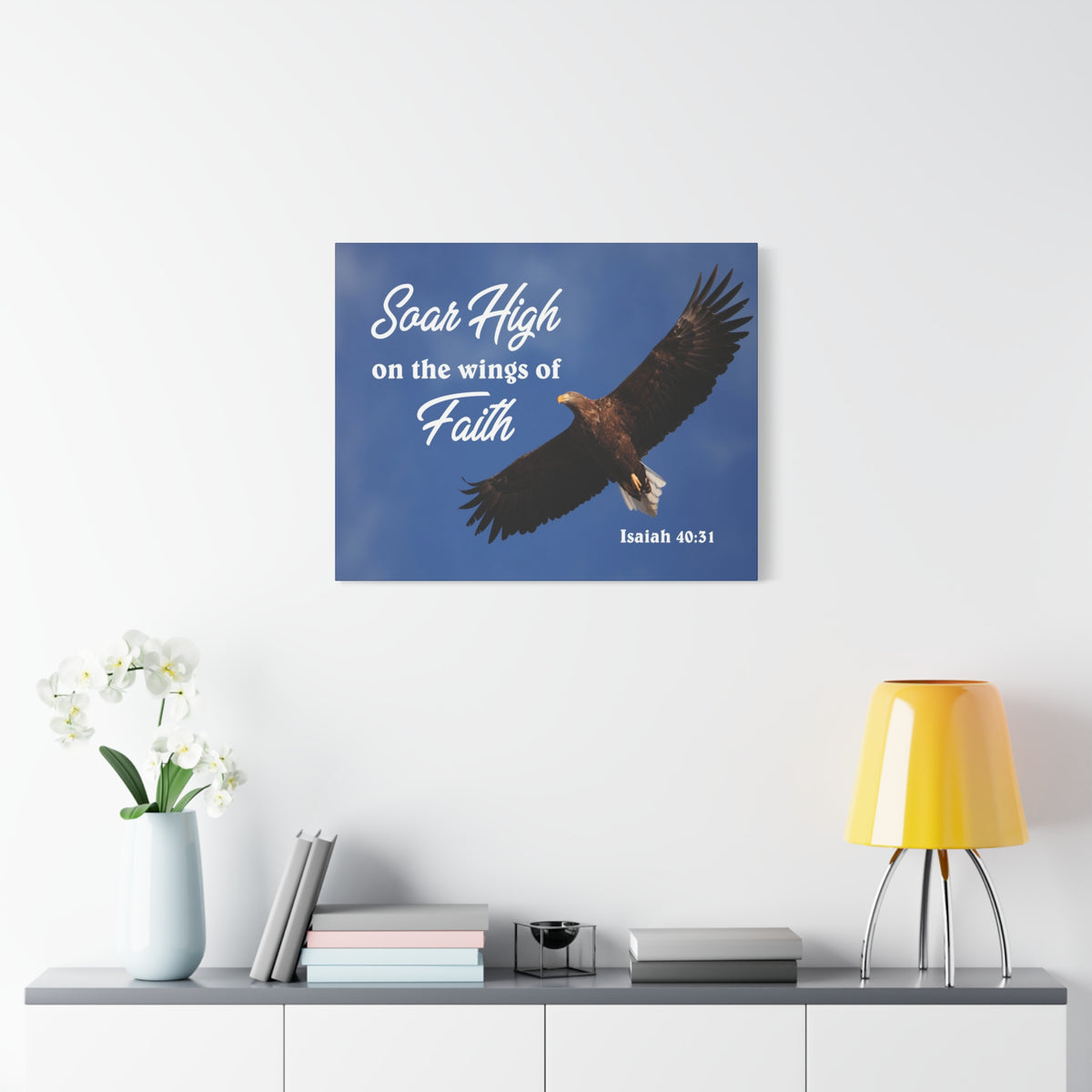 Scripture Canvas Soar High Isaiah 40:31 Christian Wall Art Bible Verse Print Ready to Hang