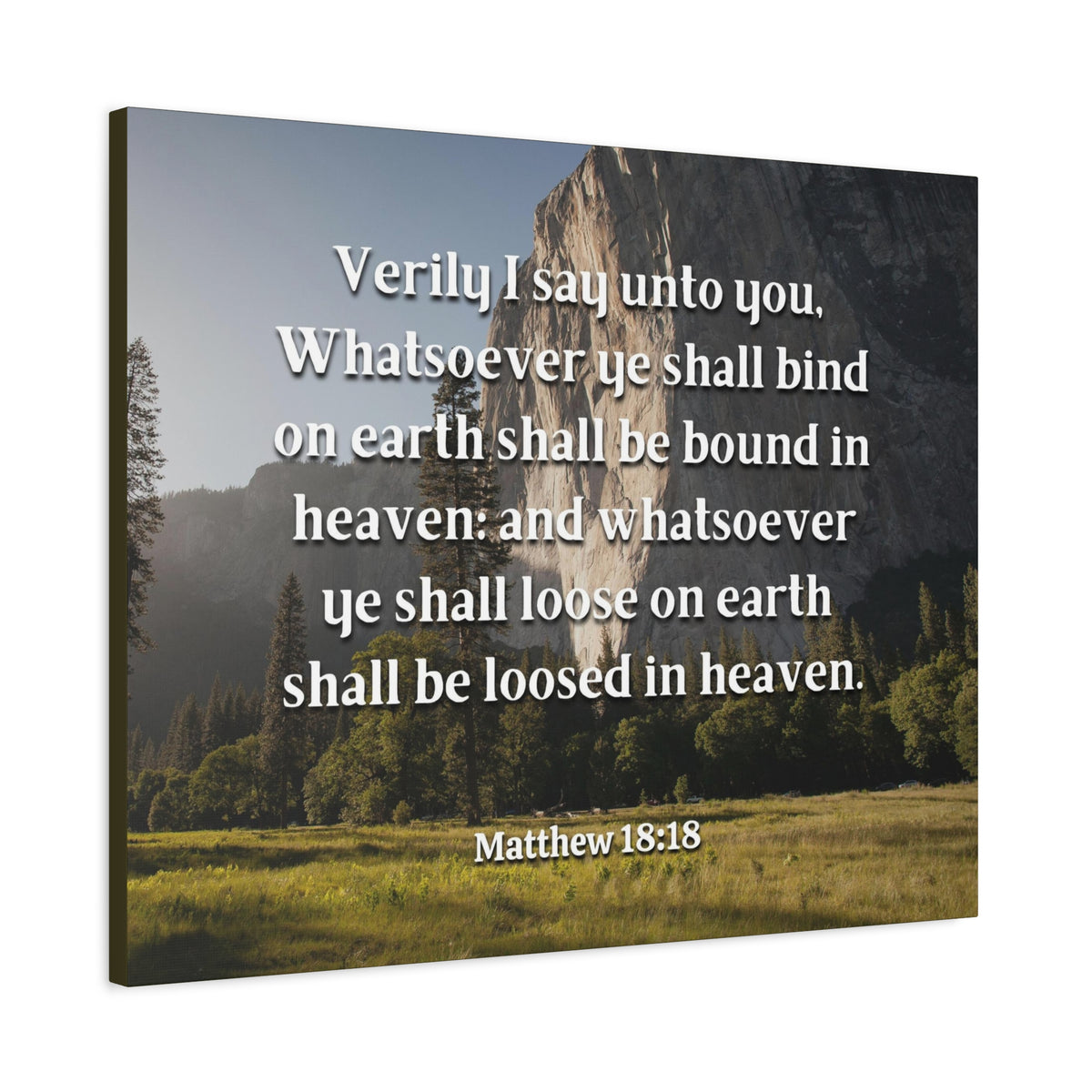 Scripture Canvas Bound In Heaven Matthew 18:18 Christian Wall Art Bible Verse Print Ready to Hang