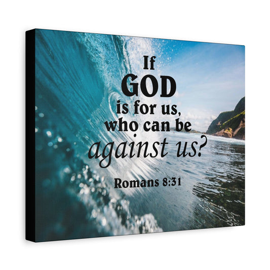 Scripture Canvas Fearless Romans 8:31 Christian Wall Art Bible Verse Print Ready to Hang