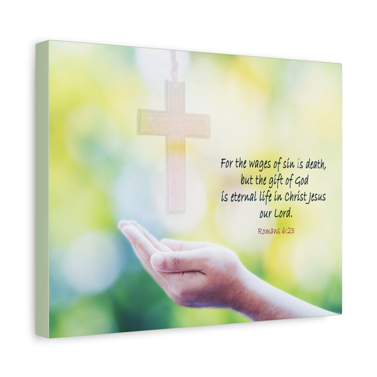 Scripture Canvas Gift Of God Romans 6:23 Christian Wall Art Bible Verse Print Ready to Hang