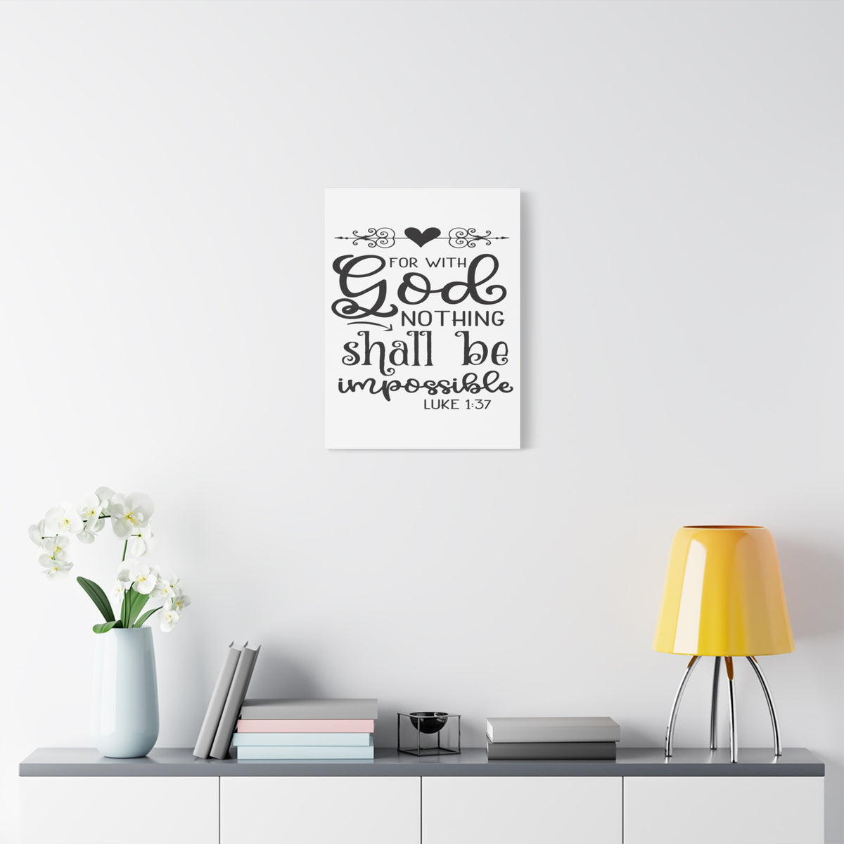 Scripture Canvas For With God Luke 1:37 Christian Wall Art Bible Verse Print Ready to Hang