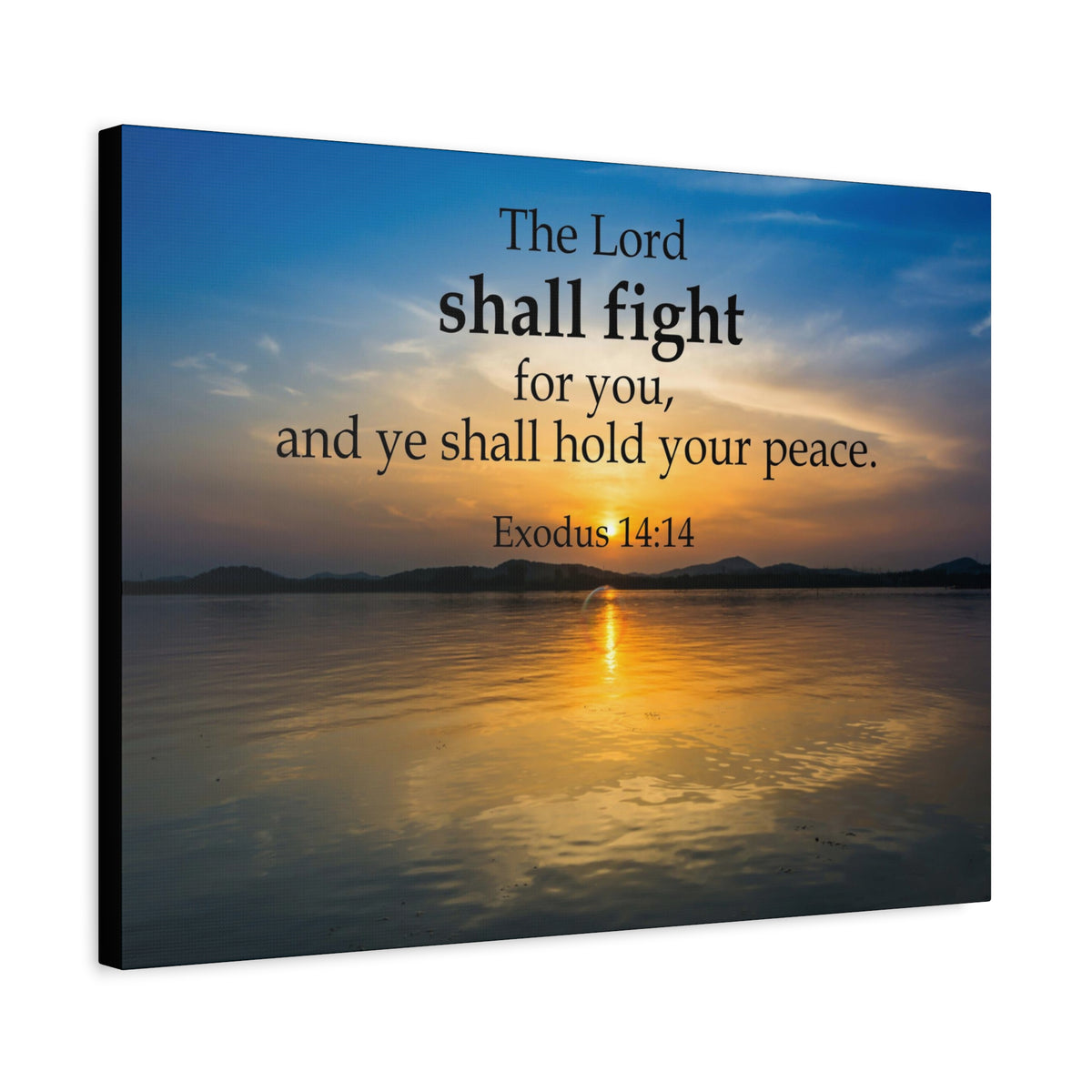 Scripture Canvas The Lord Shall Fight For You Exodus 14:14 Christian Wall Art Bible Verse Print Ready to Hang