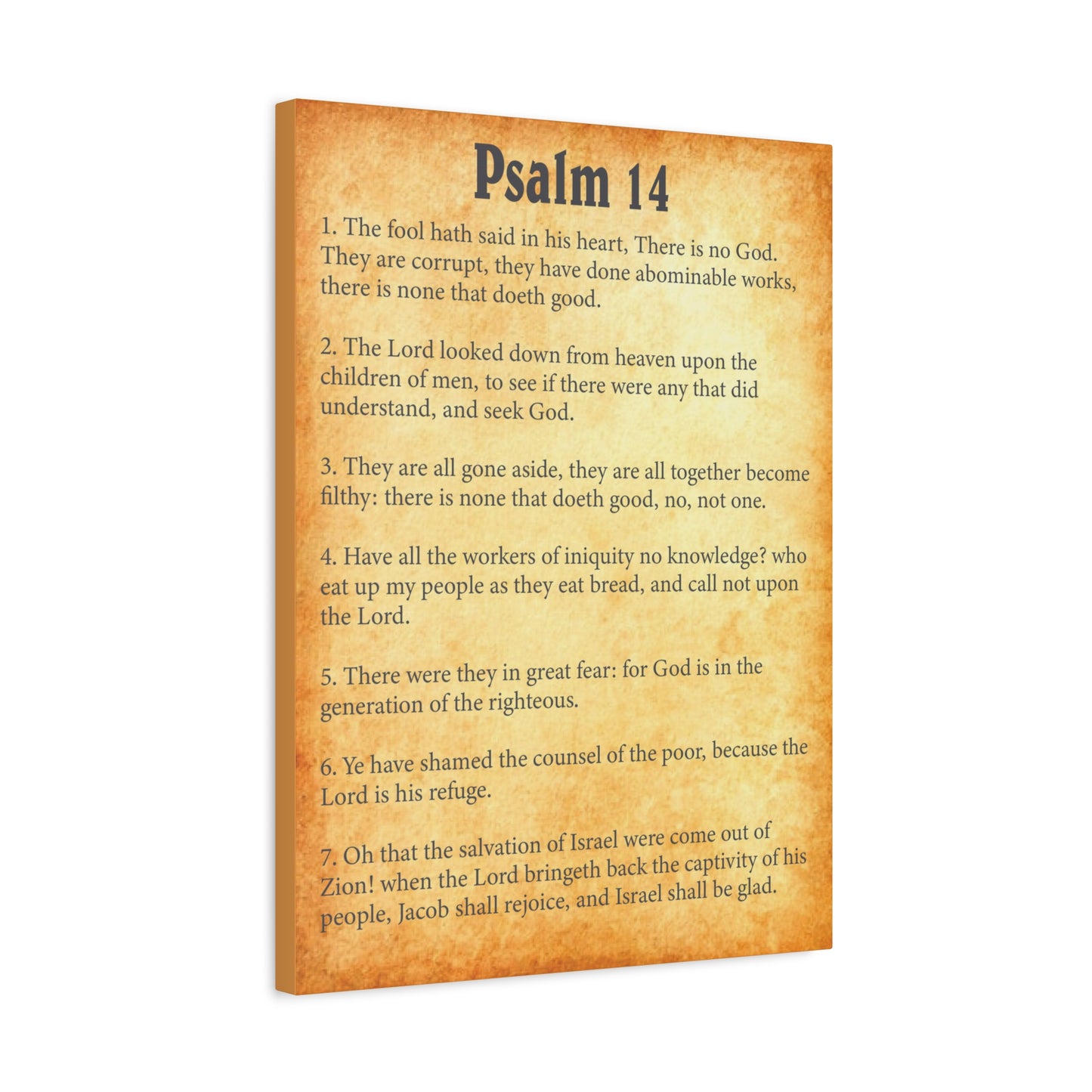 Scripture Walls Psalm 14 Gold Bible Chapter Canvas Christian Wall Art Ready to Hang