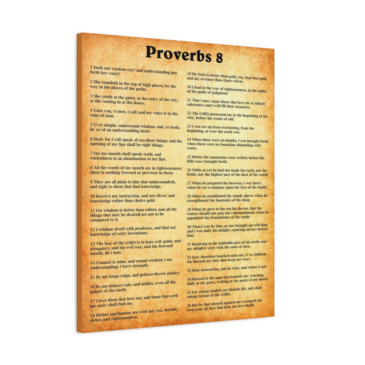 Scripture Walls Proverbs Chapter 8 Gold Bible Canvas Christian Wall Art Ready to Hang Unframed