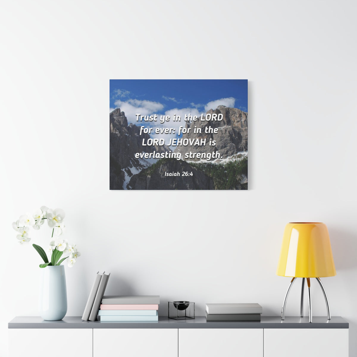 Scripture Canvas Everlasting Strength Isaiah 26:4 Christian Wall Art Bible Verse Print Ready to Hang