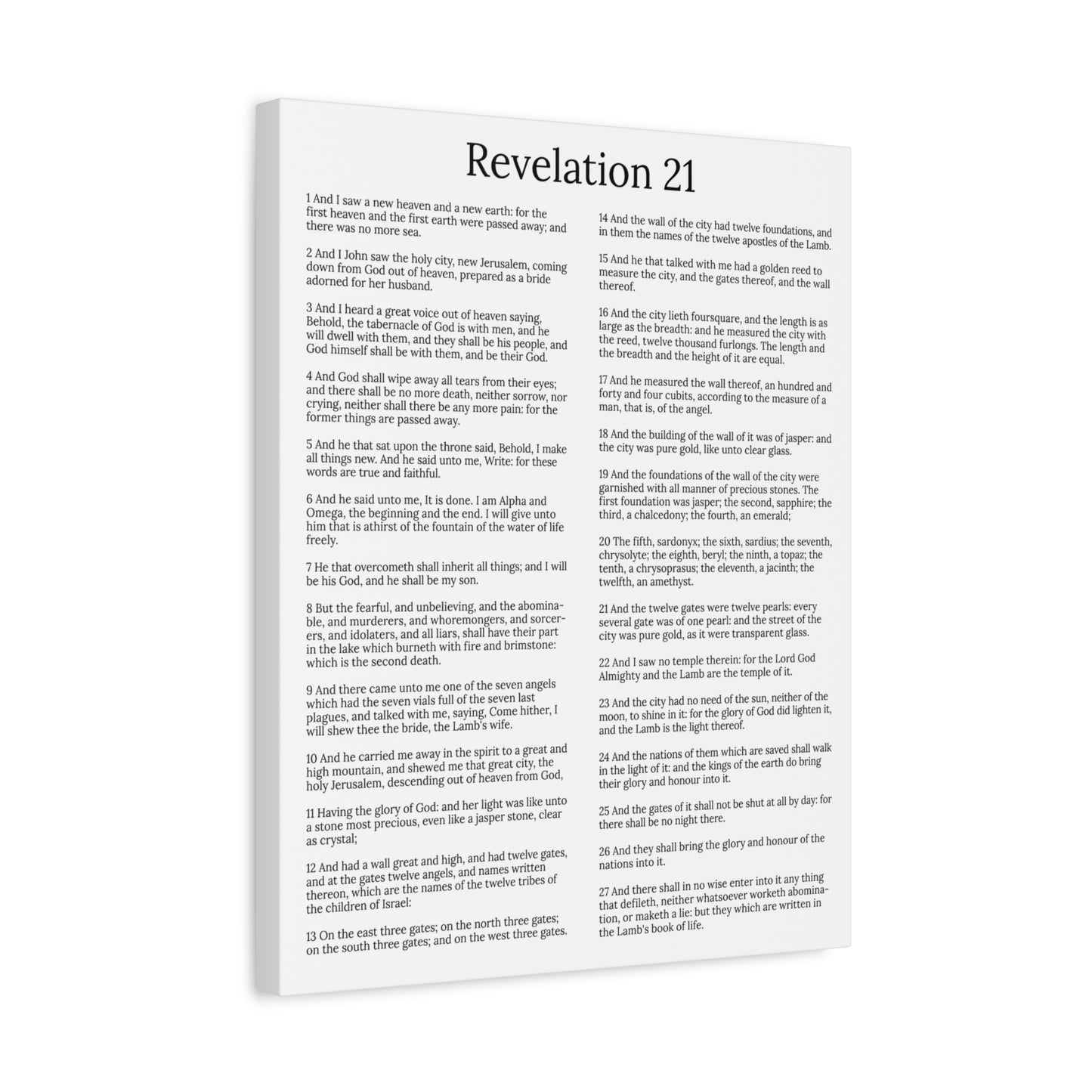 Scripture Walls Revelation 21 Chapter New Heaven and New Earth White Christian Wall Art Print Ready to Hang Unframed