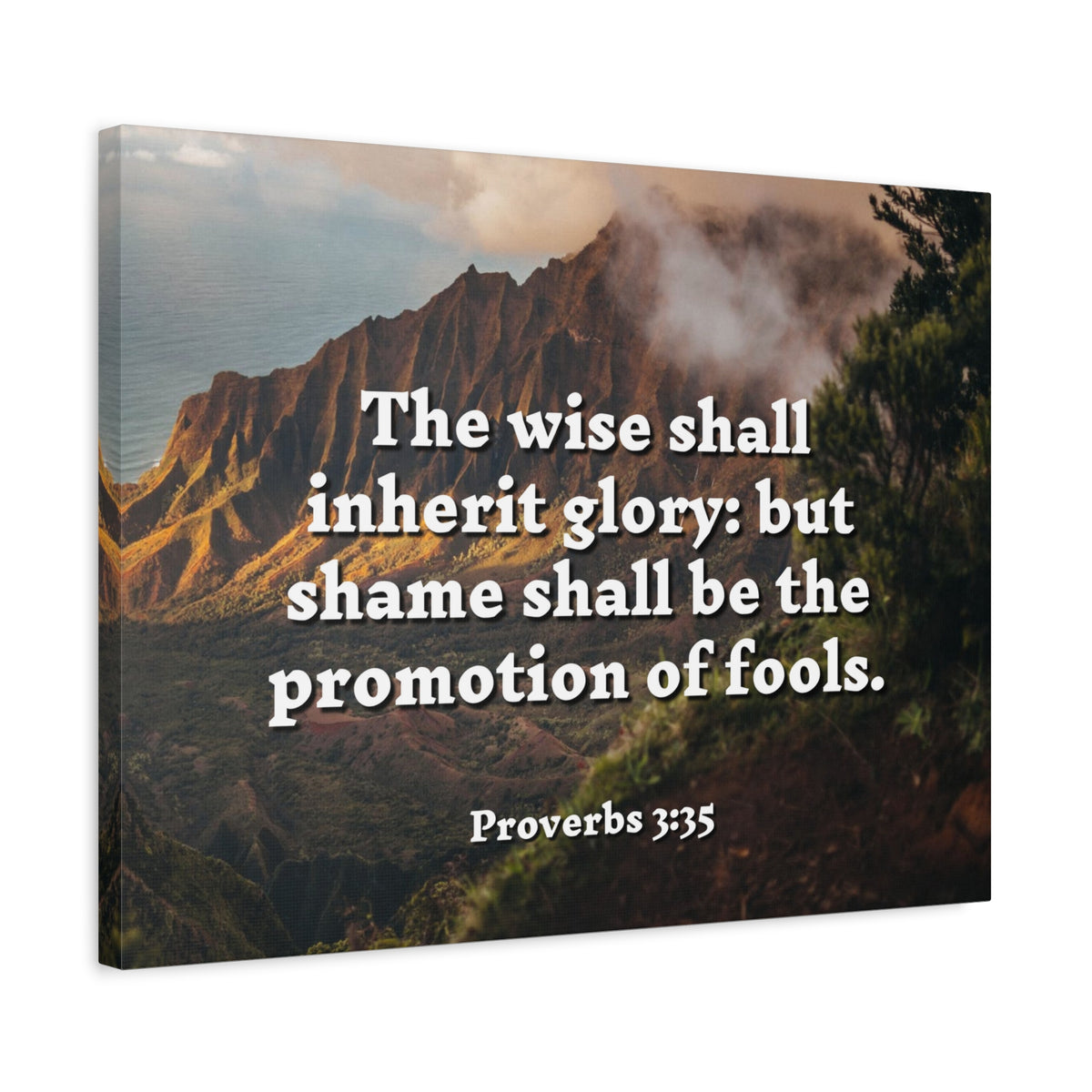 Scripture Canvas Inherit Glory Proverbs 3:35 Christian Wall Art Bible Verse Print Ready to Hang