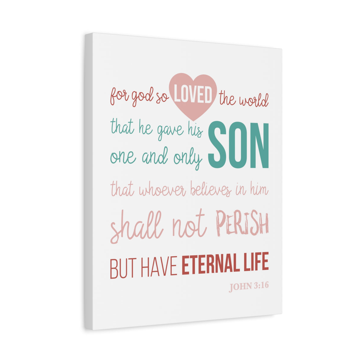 Scripture Canvas For God So Love John 3:16 Christian Wall Art Bible Verse Print Ready To Hang