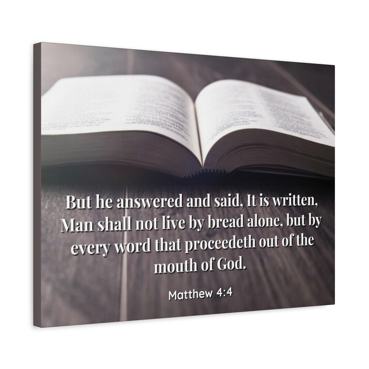 Scripture Canvas Mouth Of God Matthew 4:4 Christian Wall Art Bible Verse Print Ready to Hang
