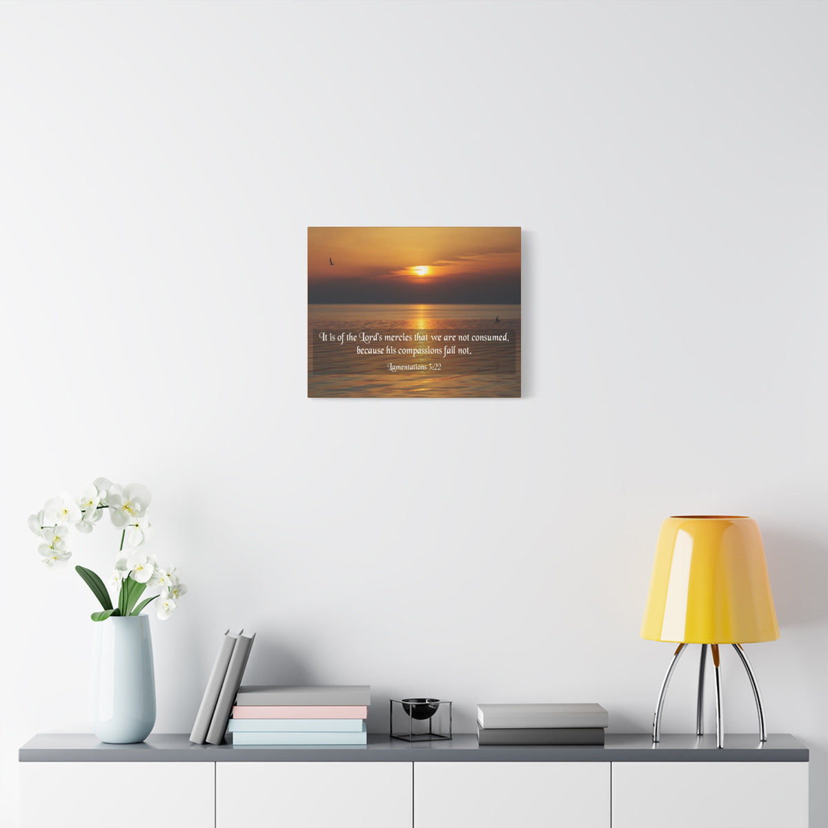 Scripture Canvas Lord's Mercies Lamentations 3:22 Christian Wall Art Bible Verse Print Ready to Hang