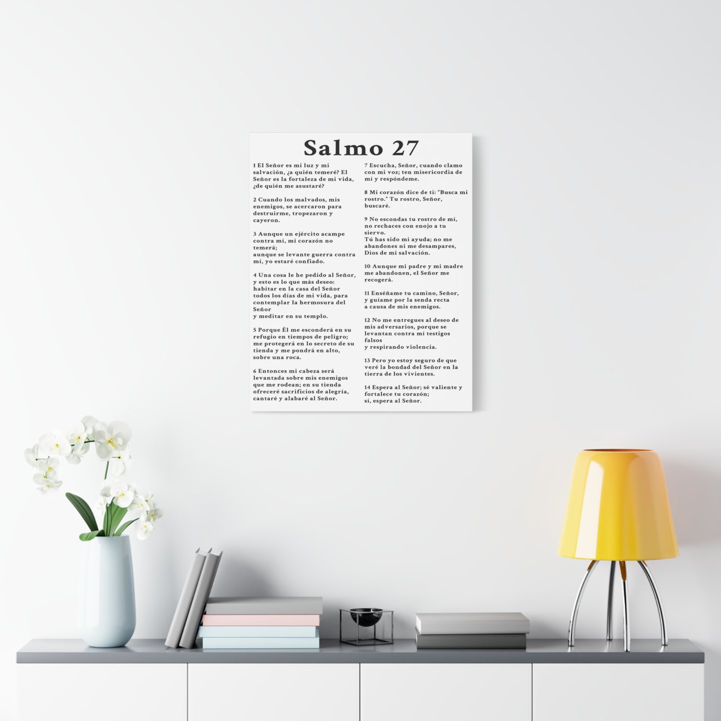 Scripture Walls Salmo 27 Chapter White Bible Canvas Christian Wall Art Ready to Hang Unframed