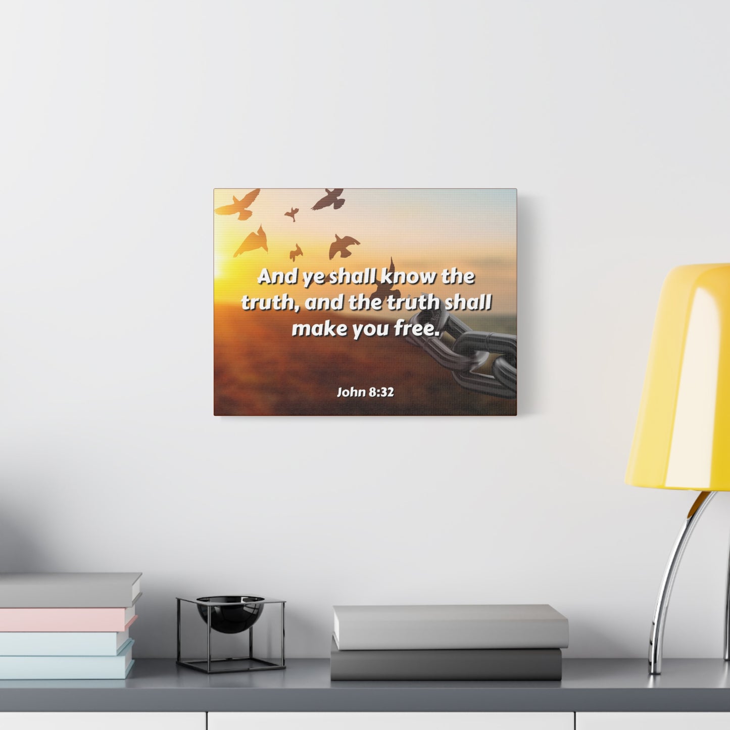 Scripture Canvas The Truth John 8:32 Christian Wall Art Bible Verse Print Ready to Hang