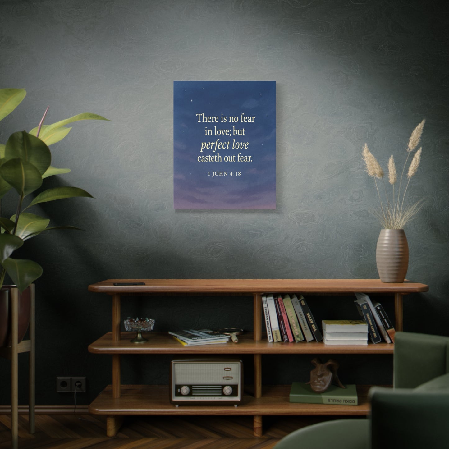 Bible Verse Canvas 1 John 4:18 Christian Home Décor Wall Art Scripture Ready to Hang Faith Print