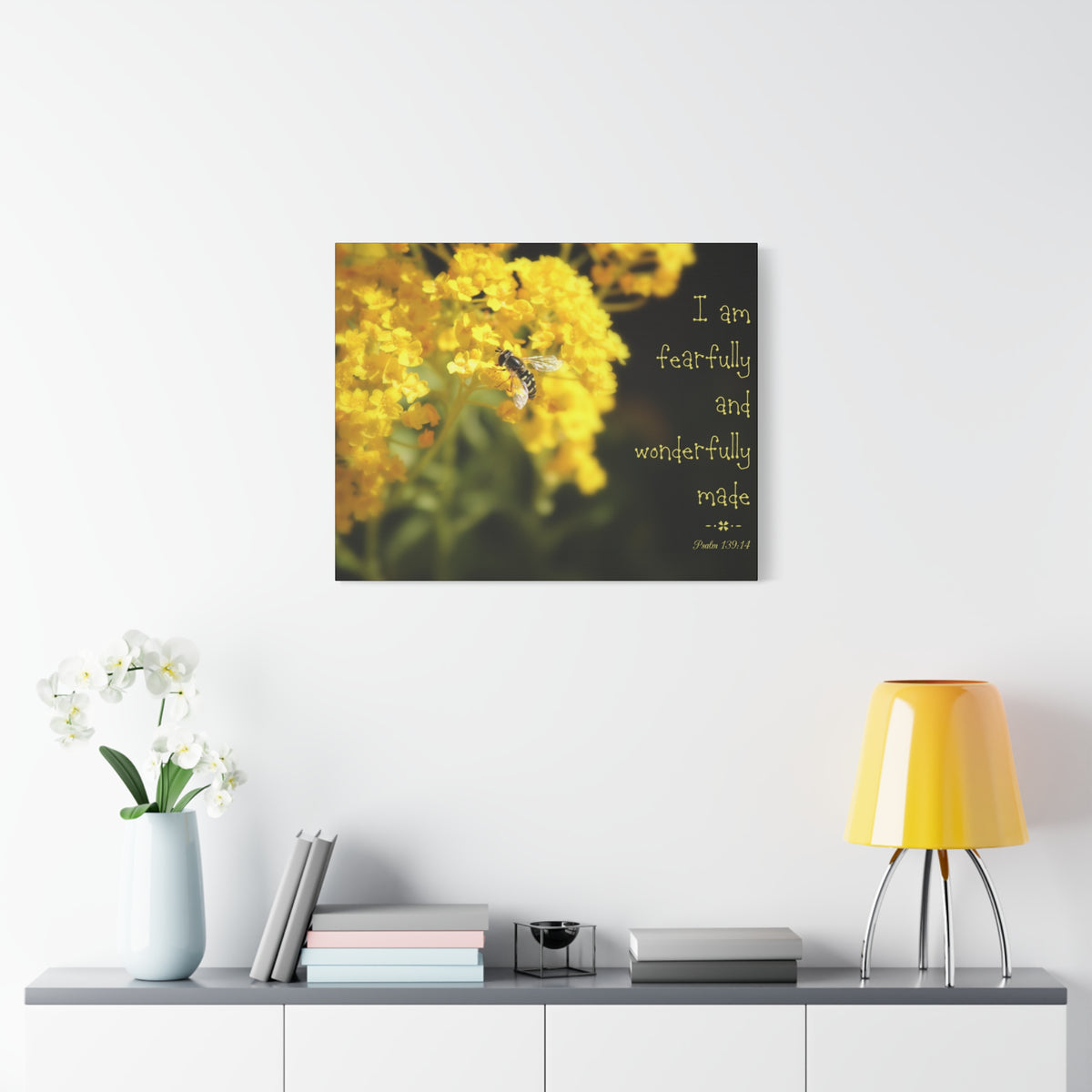 Scripture Walls Wonderfully Made Psalm 139:14 Bee Bible Verse Canvas Christian Wall Art Ready to Hang