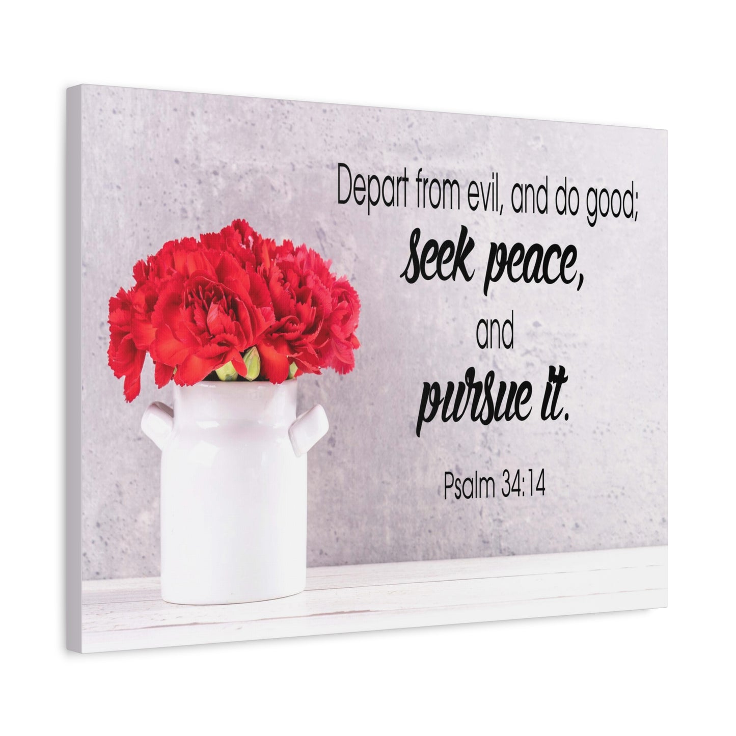 Scripture Canvas Seek Peace and Pursue It Psalm 34:14 Christian Wall Art Bible Verse Print Ready to Hang