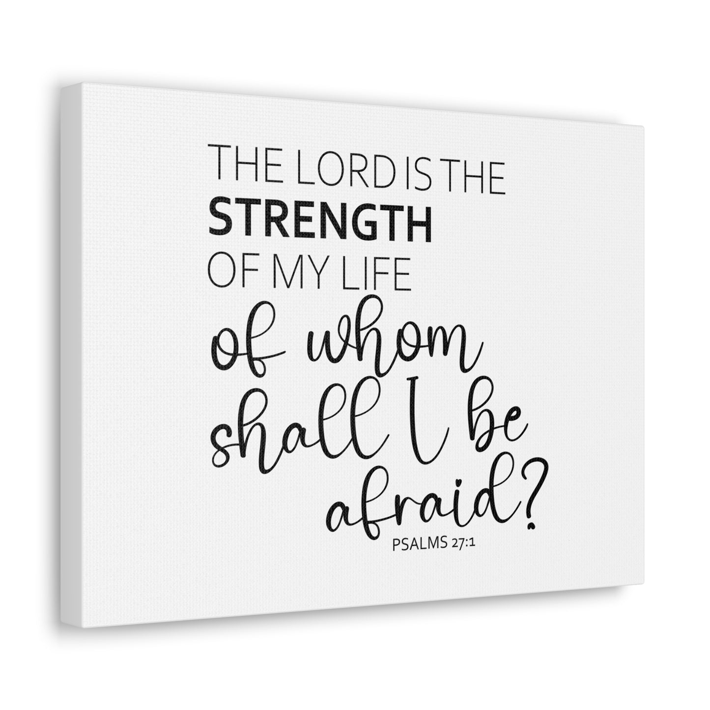 The Lord Is The Strength Psalms 27:1 White Bible Verse Canvas Christian Wall Art Ready to Hang