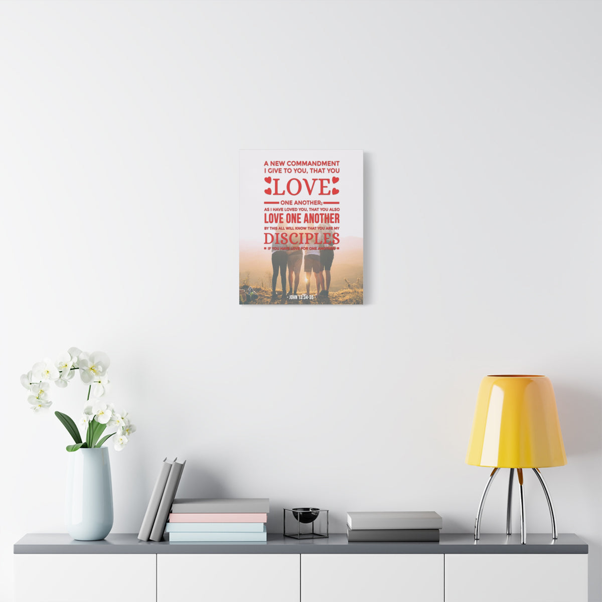 Scripture Canvas Love One Another John 13:34-35  Christian Wall Art Bible Verse Print Ready to Hang