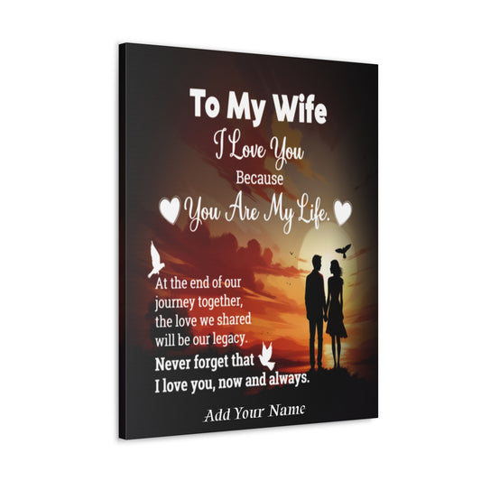 Personalized To My Wife Sunset Romance Canvas Wall Art - Heartfelt Gift of Love & Legacy