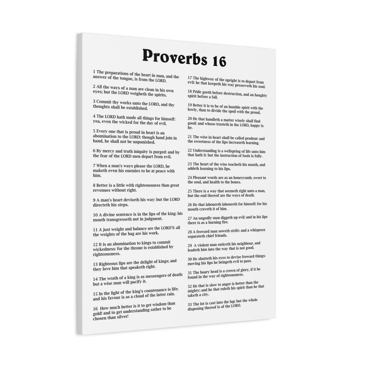 Scripture Walls Proverbs Chapter 16 White Bible Canvas Christian Wall Art Ready to Hang Unframed