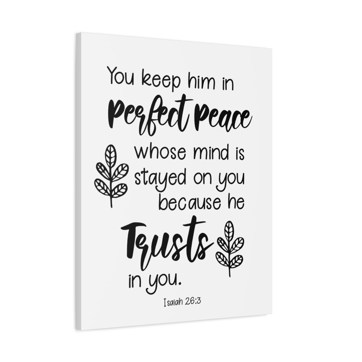 Scripture Canvas Perfect Peace Isaiah 26:3 Christian Wall Art Bible Verse Print Ready to Hang