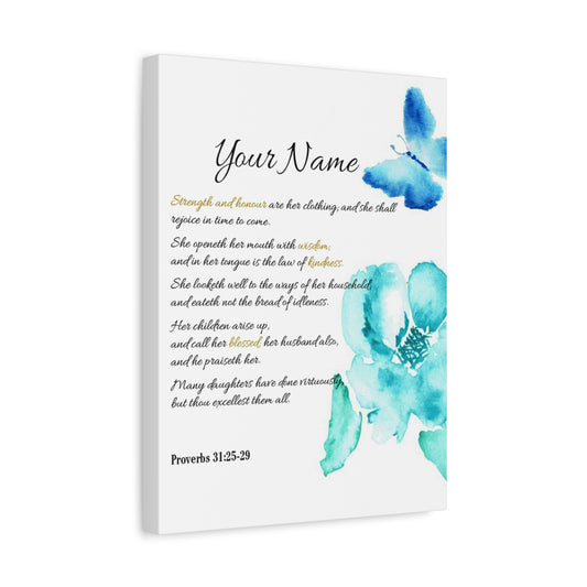 Scripture Walls Personalized She is Strong Proverbs 31:25-29 Bible Chapter Canvas Christian Wall Art Ready to Hang