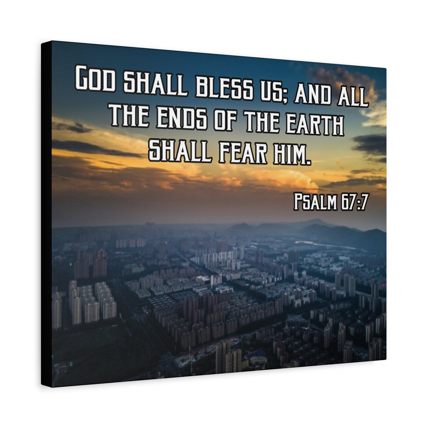 Bible Verse Canvas God Shall Bless Us Psalm 67:7 Christian Home Décor Wall Art Scripture Ready to Hang Faith Print