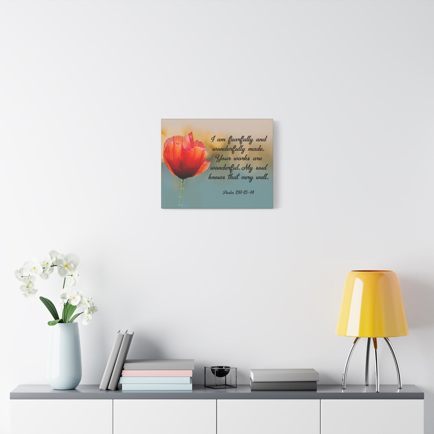 Bible Verse Canvas I Am Fearfully and Wonderfully Made Psalm 139:13-14 Christian Home Décor Wall Art Scripture Ready to Hang Faith Print