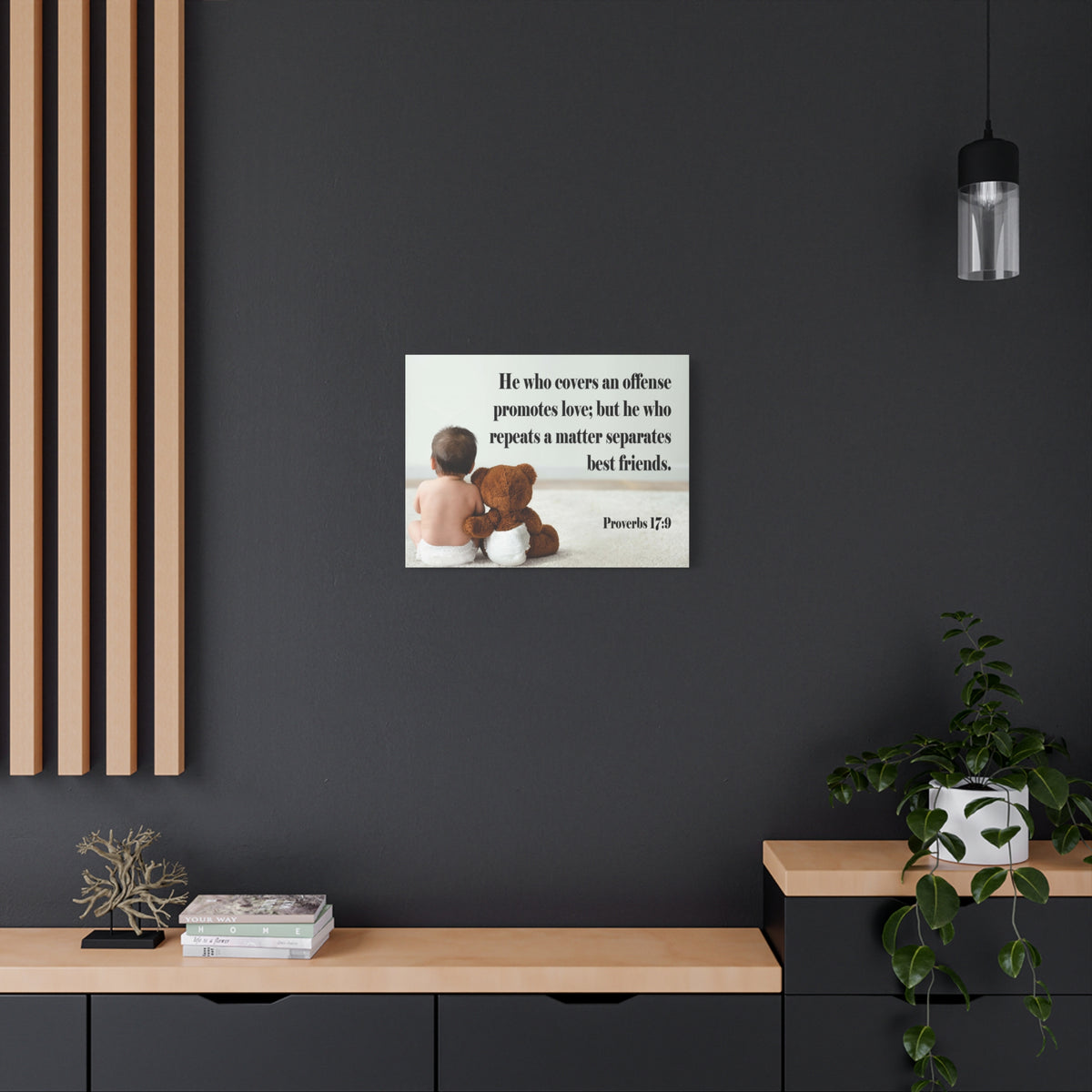 Scripture Canvas Best Friends Proverbs 17:9 Christian Wall Art Bible Verse Print Ready to Hang