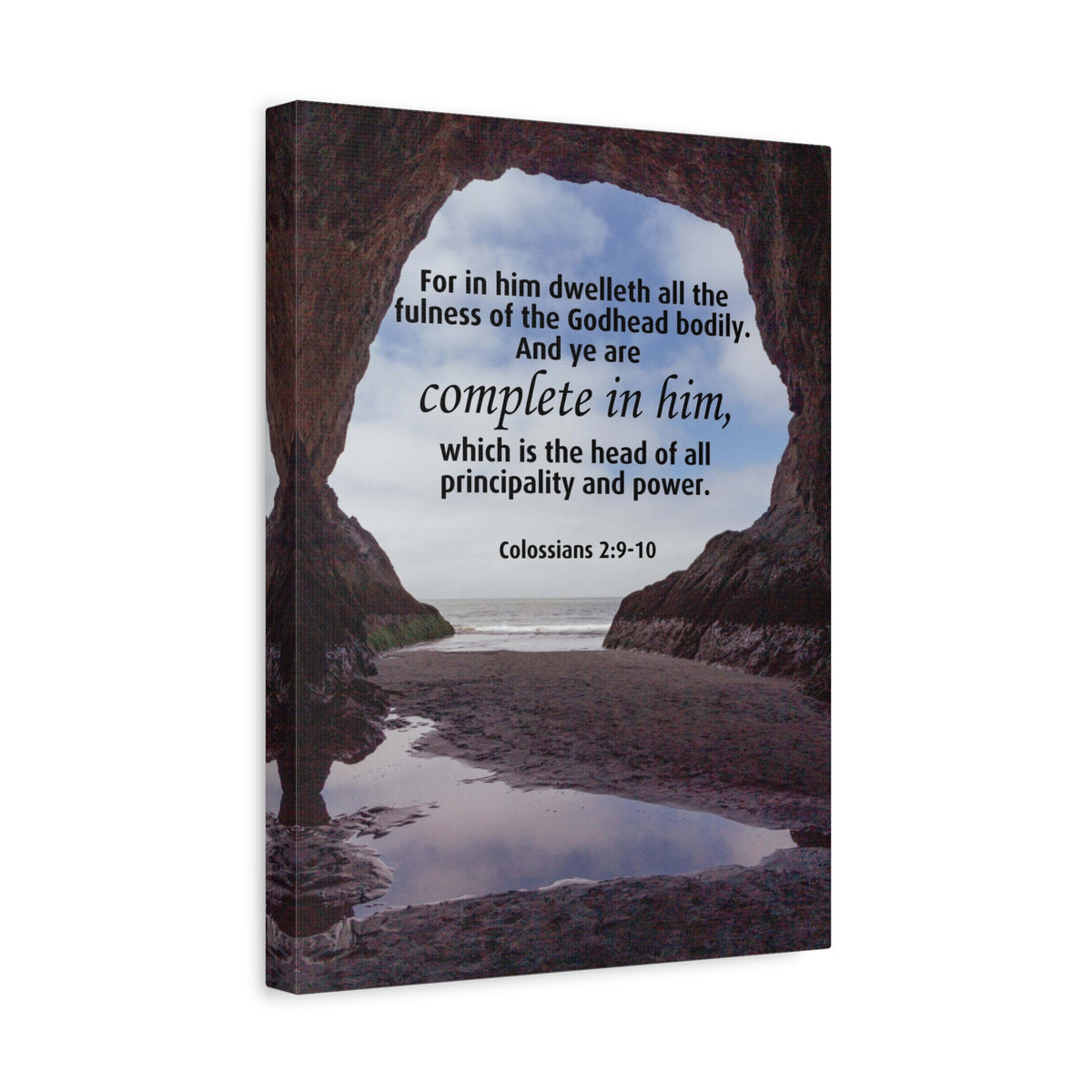 Scripture Canvas Principality and Power Colossians 2:9-10 Christian Wall Art Bible Verse Print Ready to Hang