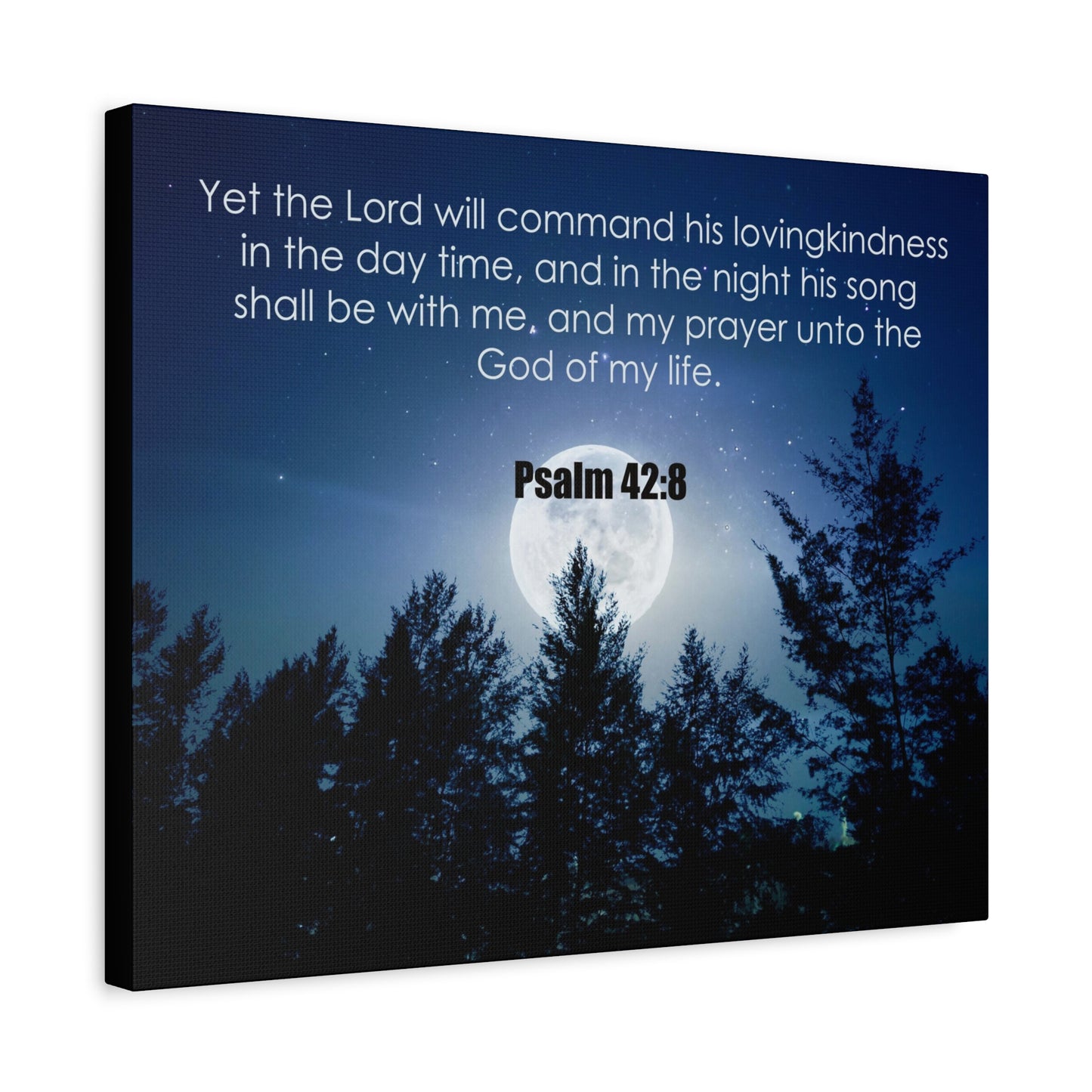 Bible Verse Canvas God of My Life Psalm 42:8 Christian Home Décor Wall Art Scripture Ready to Hang Faith Print