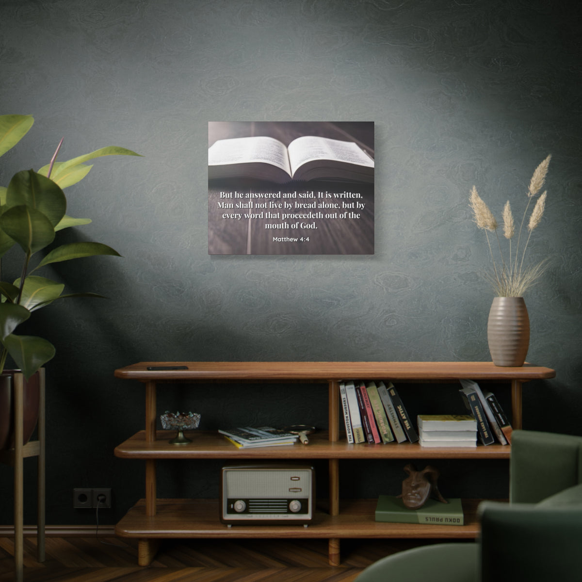 Scripture Canvas Mouth Of God Matthew 4:4 Christian Wall Art Bible Verse Print Ready to Hang