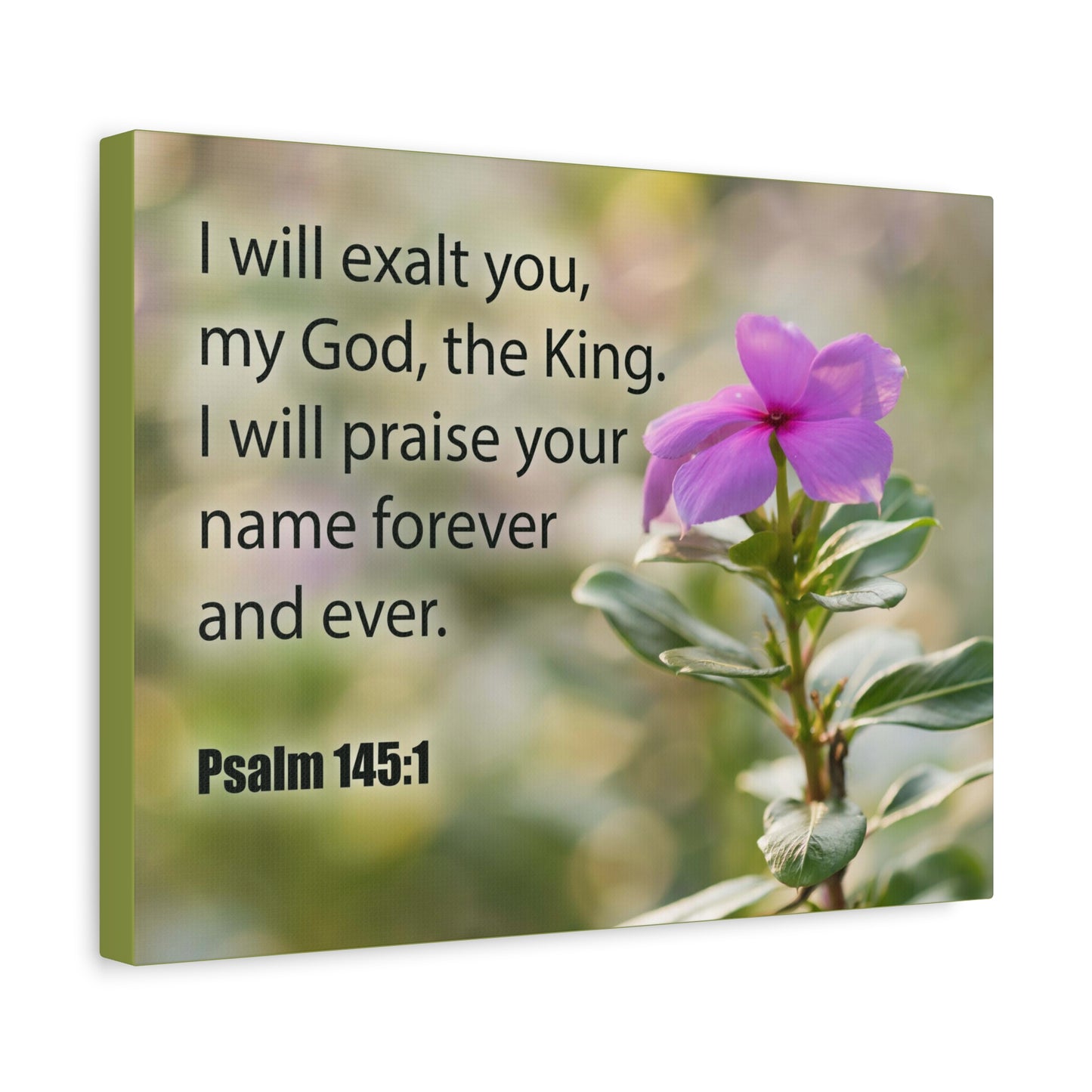 Bible Verse Canvas God The King Psalm 145:1 Christian Home Decor Scripture Art
