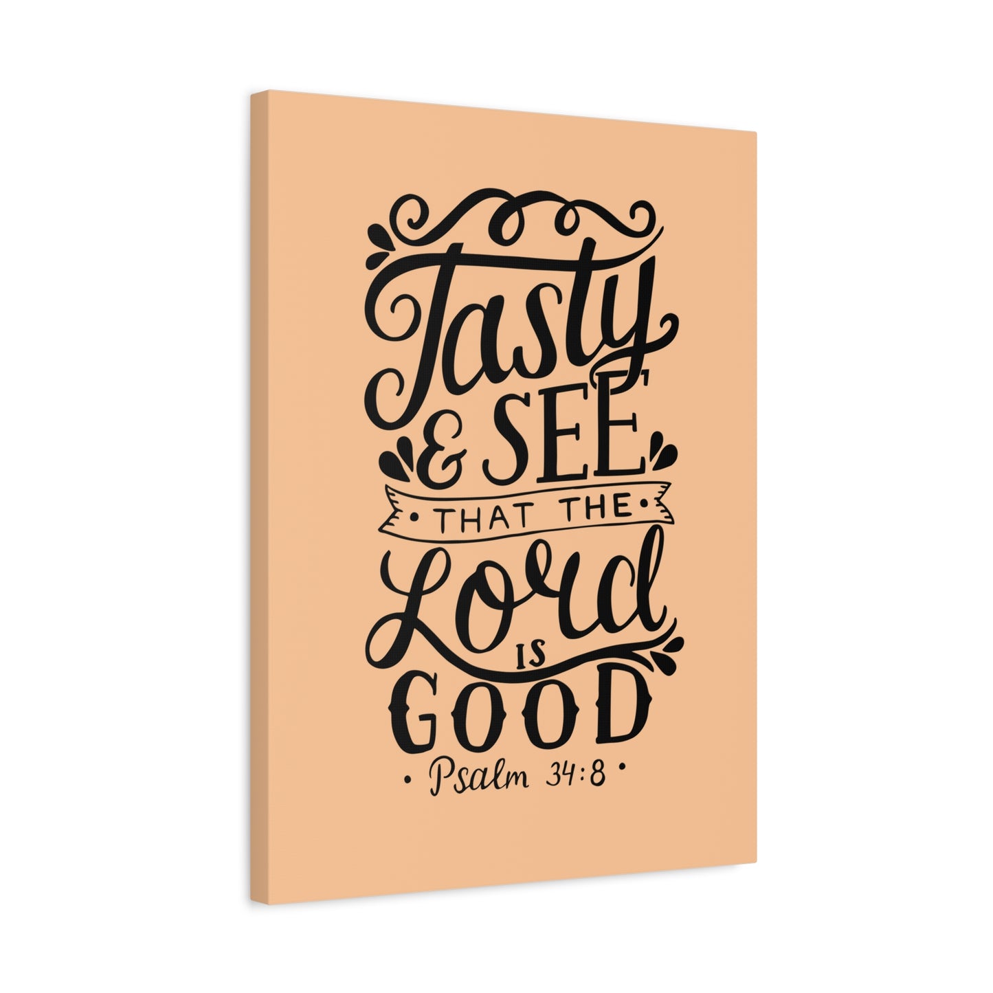 Scripture Canvas Tasty And See That Psalm 34:8 Christian Wall Art Bible Verse Print Ready To Hang