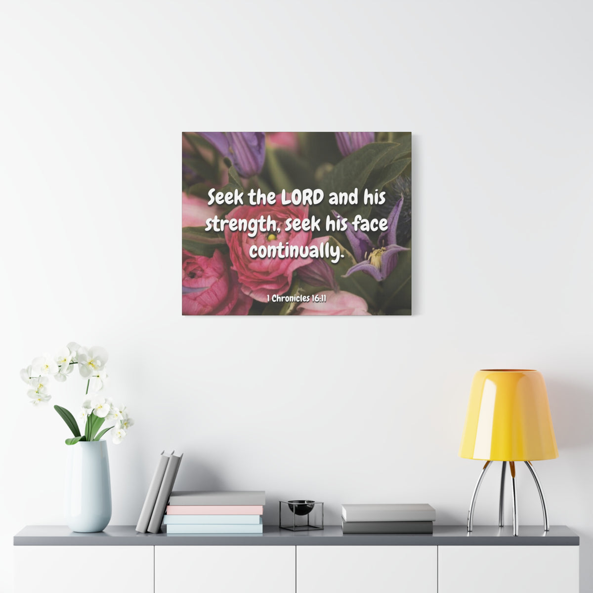 Scripture Canvas Seek The Lord 1 Chronicles 16:11 Christian Wall Art Bible Verse Print Ready to Hang