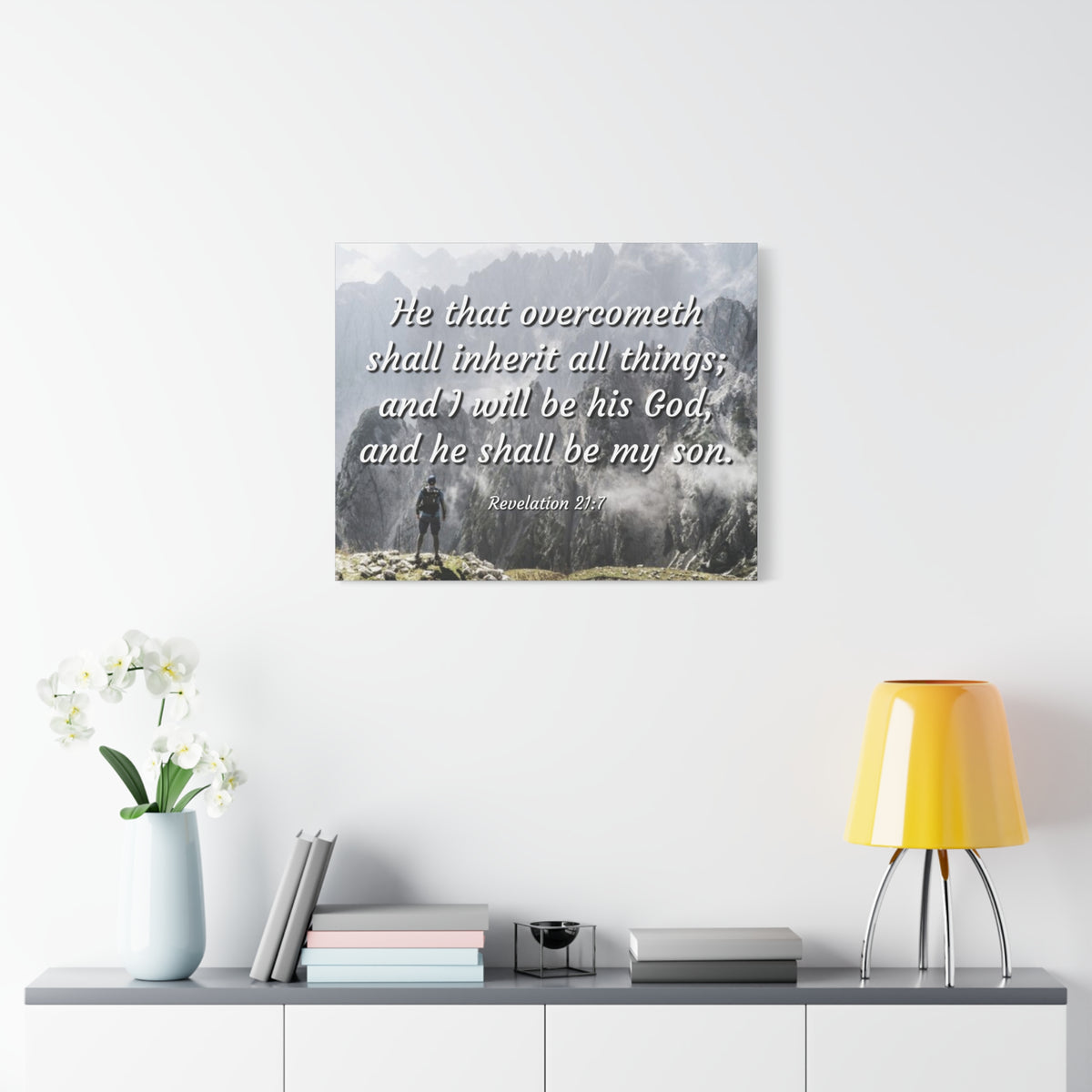 Scripture Canvas Inherit All Things Revelation 21:7 Christian Wall Art Bible Verse Print Ready to Hang