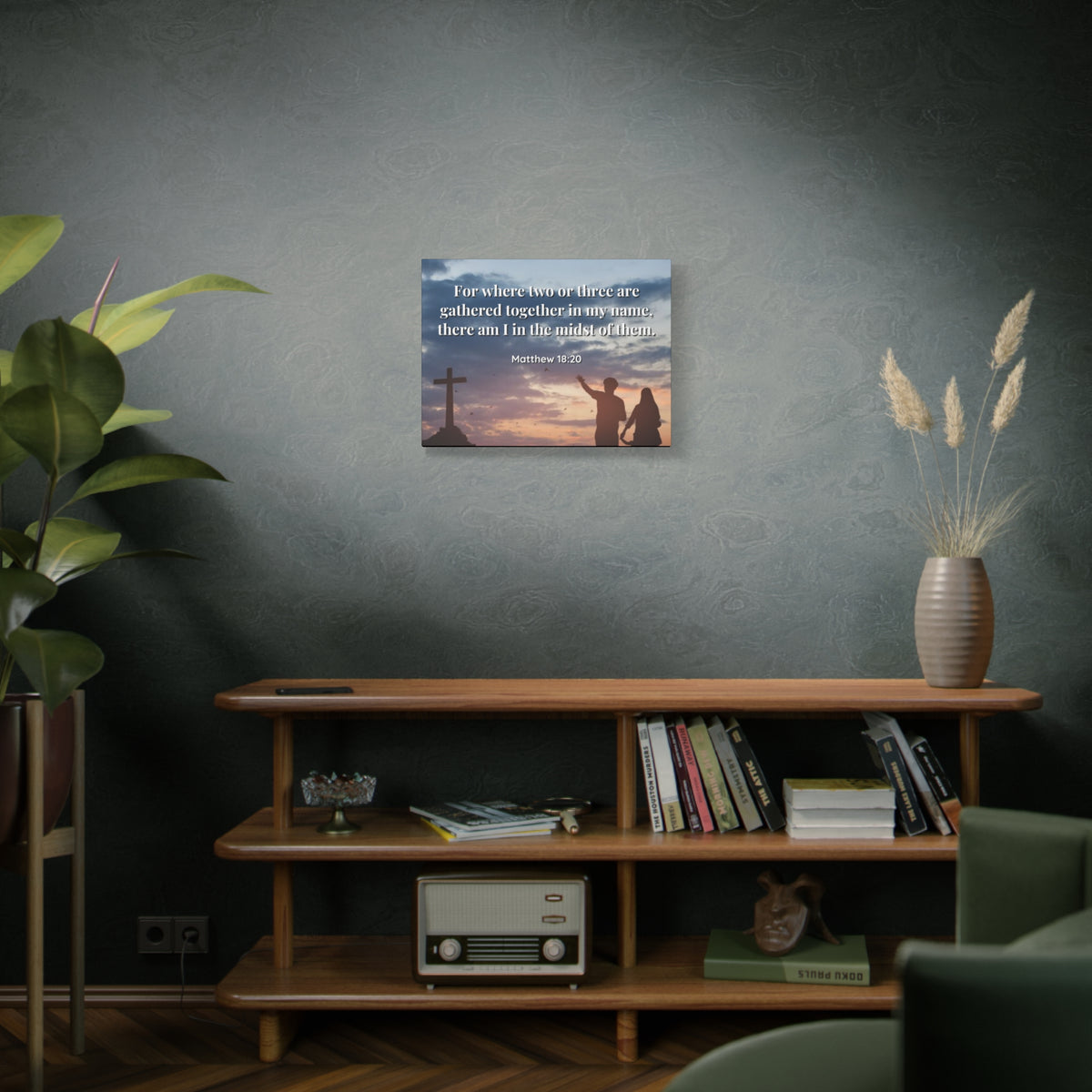 Scripture Canvas Midst Of Them Matthew 18:20 Christian Wall Art Bible Verse Print Ready to Hang
