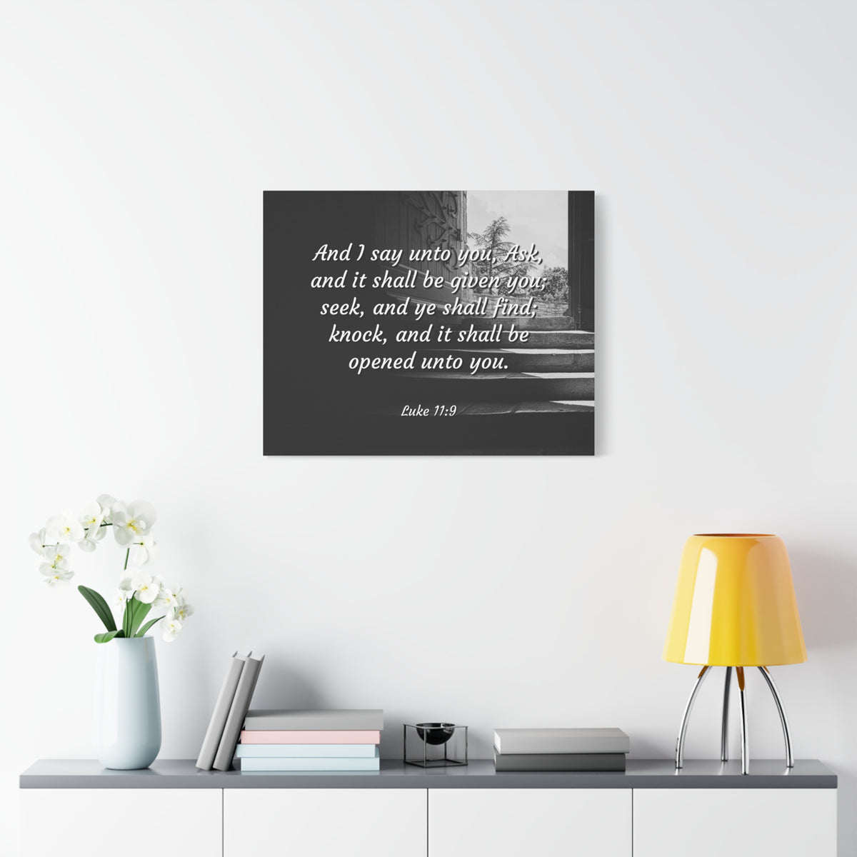 Scripture Canvas Opened Luke 1:9 Christian Wall Art Bible Verse Print Ready to Hang
