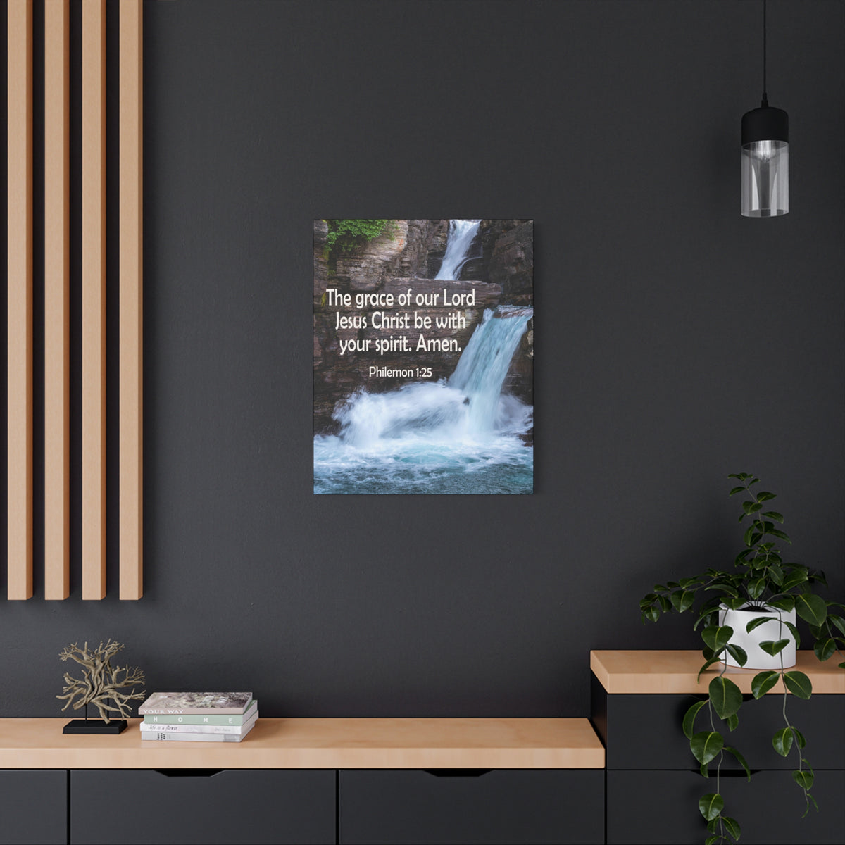 Scripture Canvas The Grace of Lord Philemon 1:25 Christian Wall Art Bible Verse Print Ready to Hang