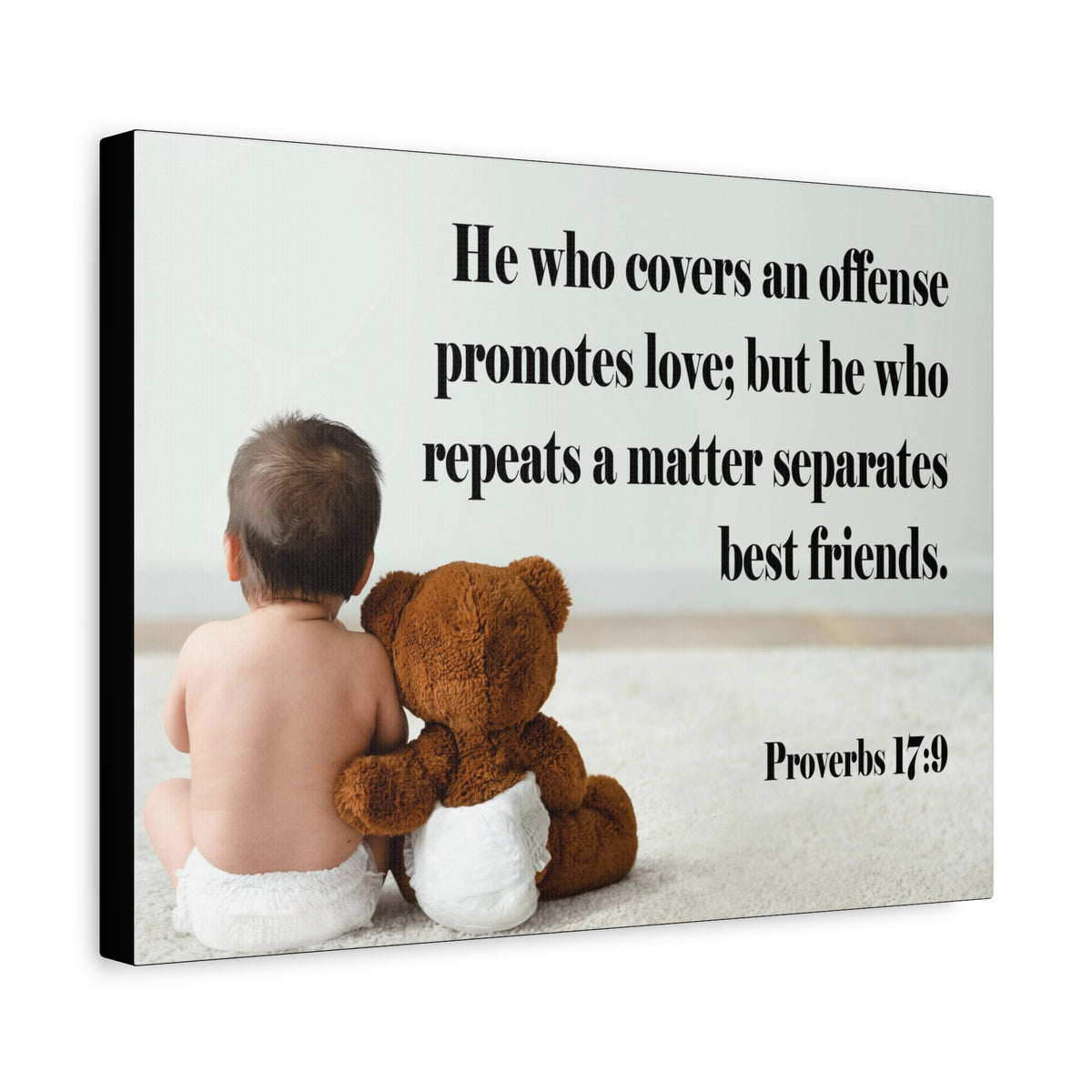 Scripture Canvas Best Friends Proverbs 17:9 Christian Wall Art Bible Verse Print Ready to Hang