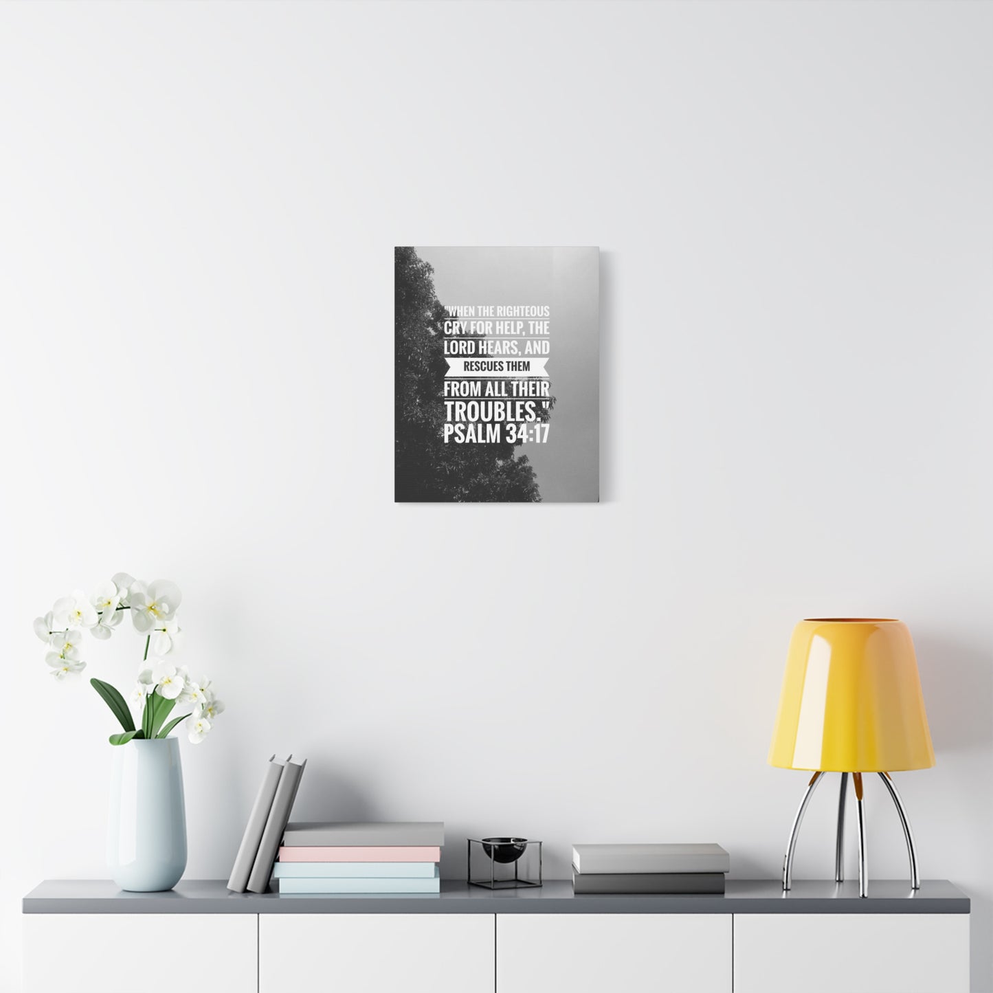 Scripture Canvas Rescues Them Psalm 34:17 Christian Wall Art Bible Verse Print Ready to Hang