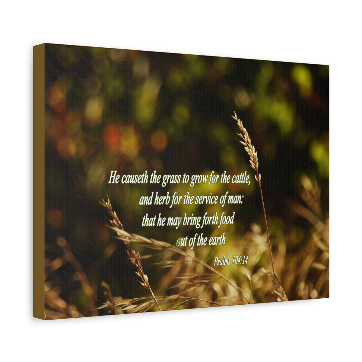 Scripture Canvas He May Bring Forth Psalms 104:14 Christian Wall Art Bible Verse Print Ready to Hang