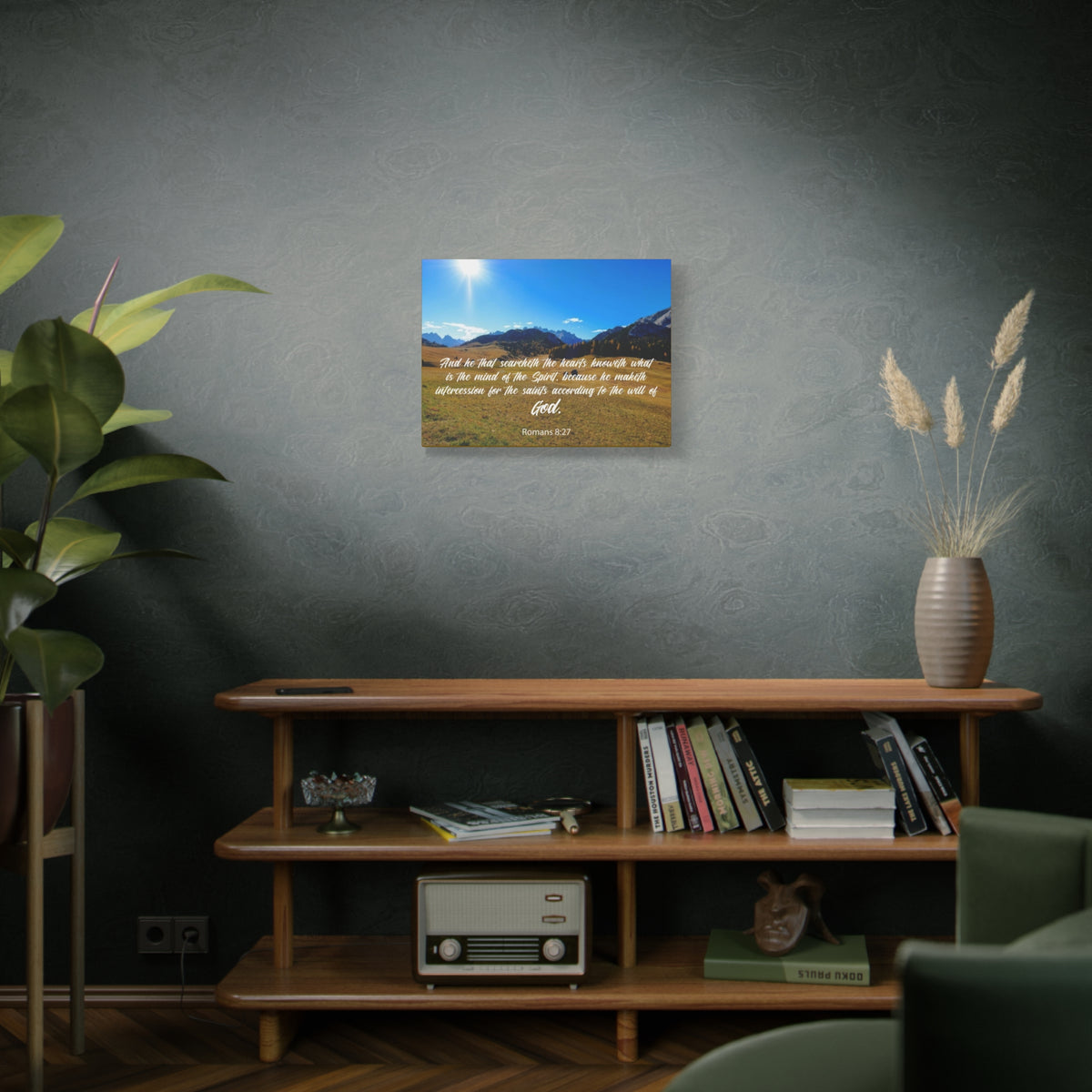 Scripture Canvas The Will of God Romans 8:27 Christian Wall Art Bible Verse Print Ready to Hang
