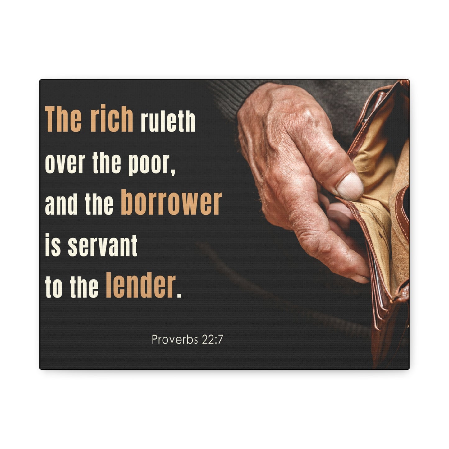To The Lender Proverbs 22:7 Bible Verse Canvas Christian Wall Art Ready to Hang