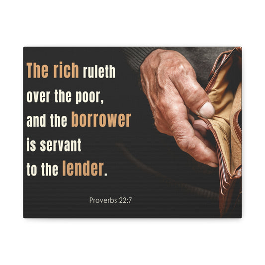 To The Lender Proverbs 22:7 Bible Verse Canvas Christian Wall Art Ready to Hang