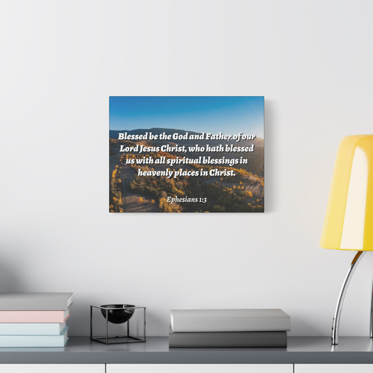 Scripture Canvas Spiritual Blessings Ephesians 1:3 Christian Wall Art Bible Verse Print Ready to Hang