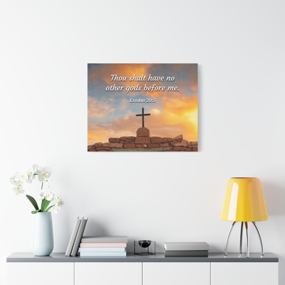 Scripture Canvas No Other Gods Exodus 20:3 Christian Wall Art Bible Verse Print Ready to Hang