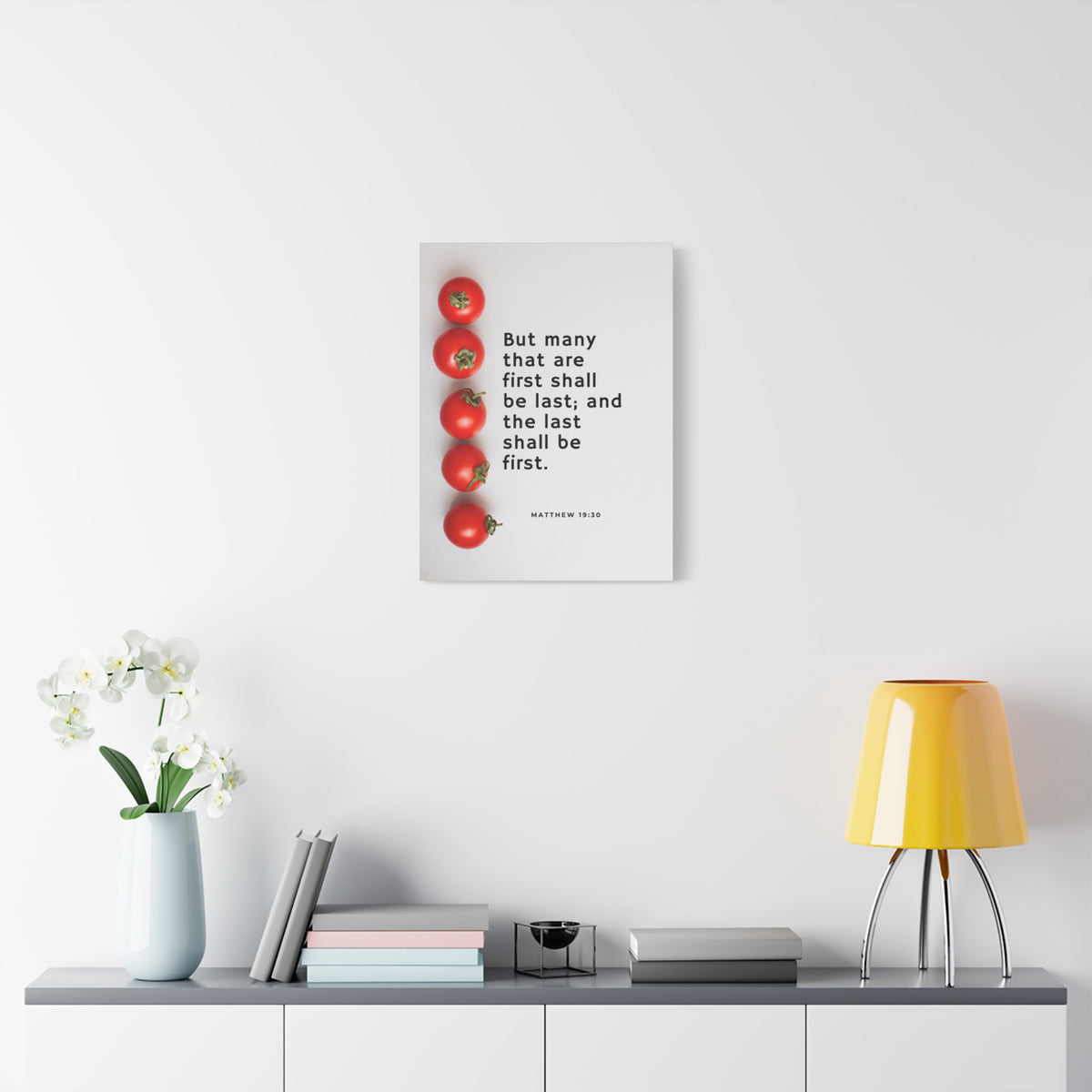 Scripture Canvas Last Shall Be First Matthew 19:30 Christian Wall Art Bible Verse Print Ready to Hang