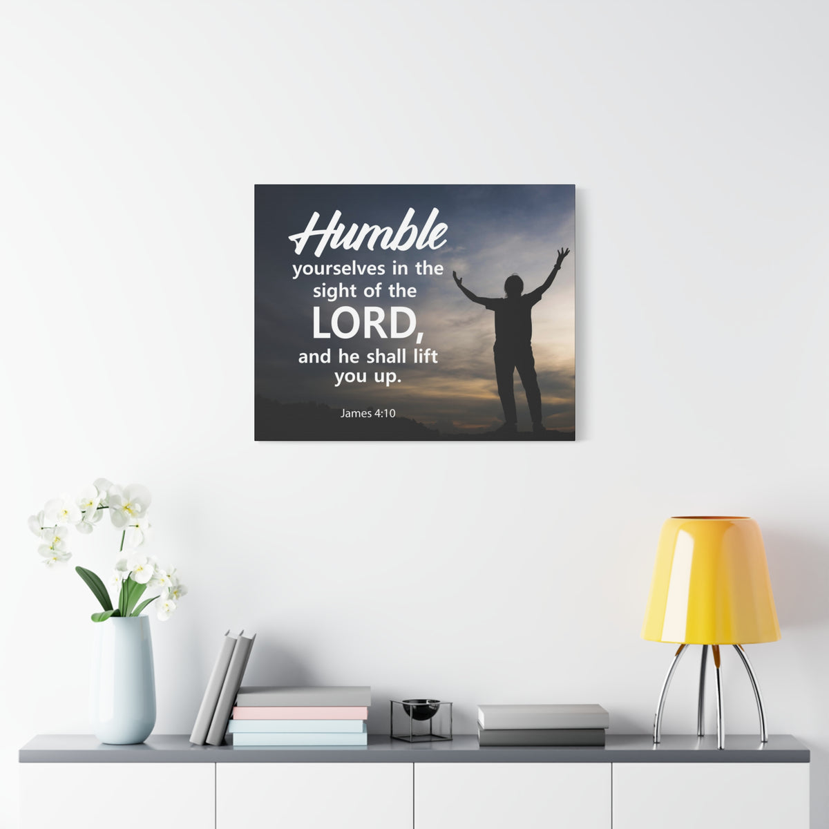 Scripture Canvas Humble Yourselves in The Lord James 4:10 Christian Wall Art Bible Verse Print Ready to Hang